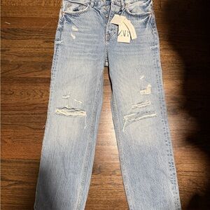 Zara Faded Blue Ripped Jeans
